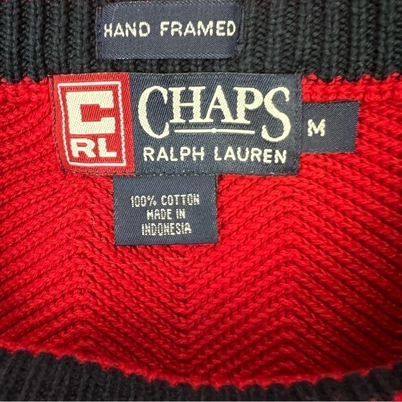 Chaps Ralph Lauren Men’s Pullover Sweater Sz Medium Color Red Stretch Chunky - Picture 5 of 10